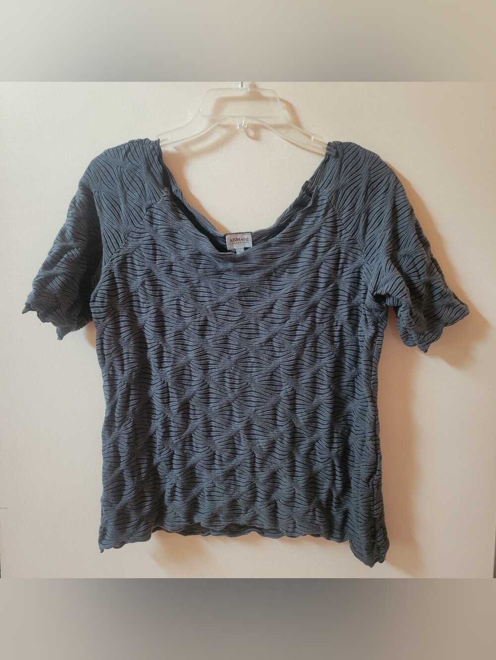 Armani Collezioni Gray Textured Short Sleeve Shirt